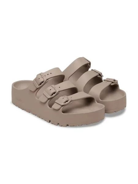 Klapki Birkenstock na platformie szare