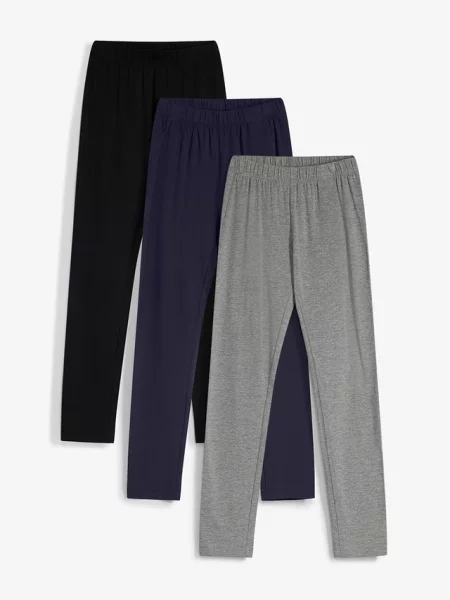 Legginsy z elastycznej bawełny organicznej 3 pary czarne