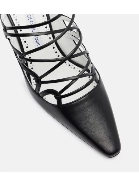 Papuci tip mules Manolo Blahnik din piele negru