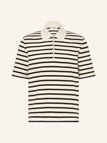 Jil Sander Pletené Polo Tričko / tmavě modrá béžová
