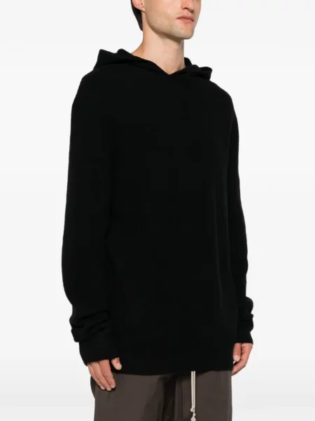 Pulover Rick Owens tricotate cu glugă negru