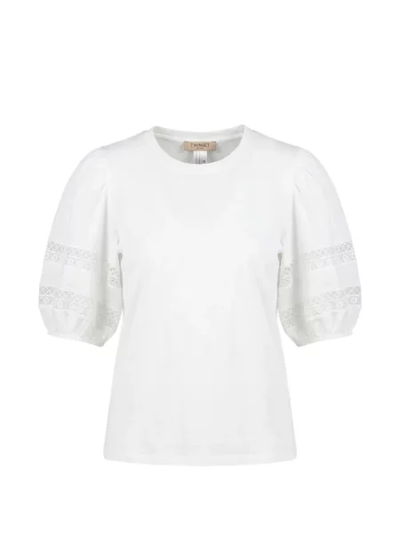 Tricou Twinset din dantelă alb