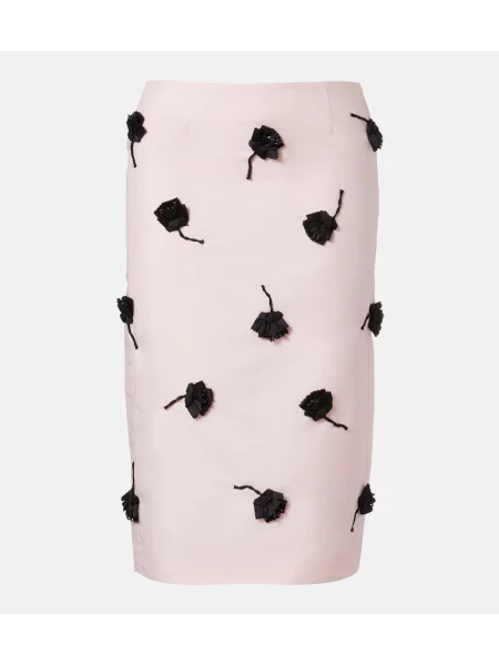 Fustă tip creion Shushu/tong cu model floral roz