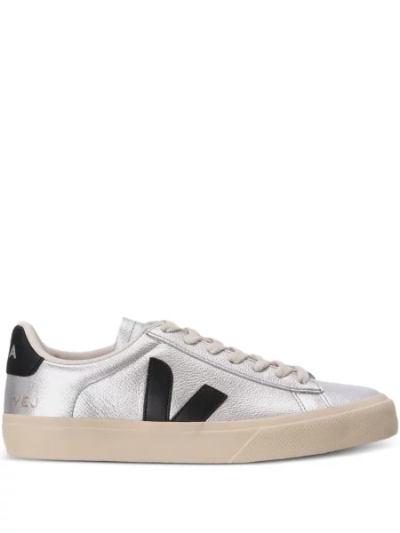 Sneakerși Veja Campo din piele argintiu