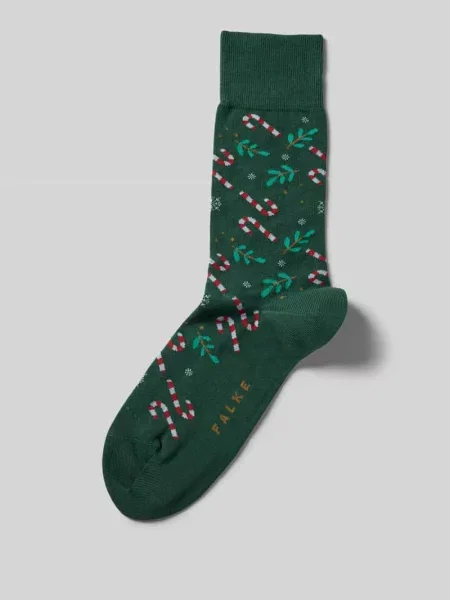 Skarpety ze wzorem na całej powierzchni model ‘Gifts Blizzard’ Falke zielone