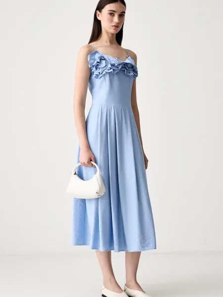 Stine Goya rochie de vară cu vâscoză albastru