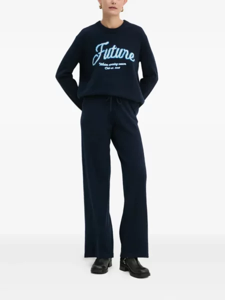 Pulover From Future cu broderie albastru
