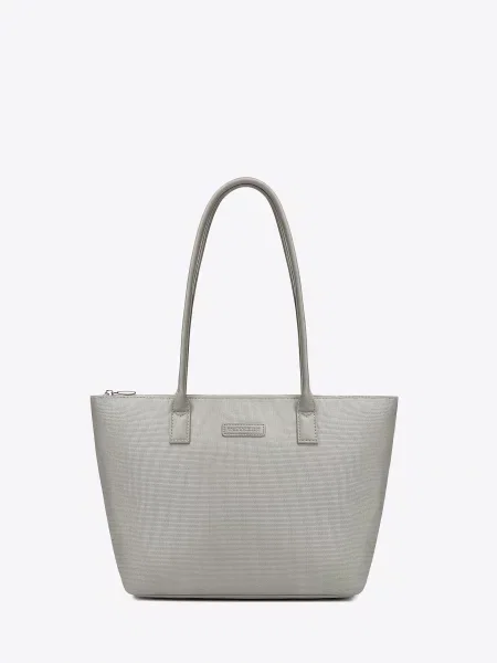 Torebka shopper na ramię z zamkiem szara