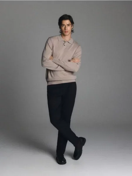 Reserved Pantaloni slim cu pima negru