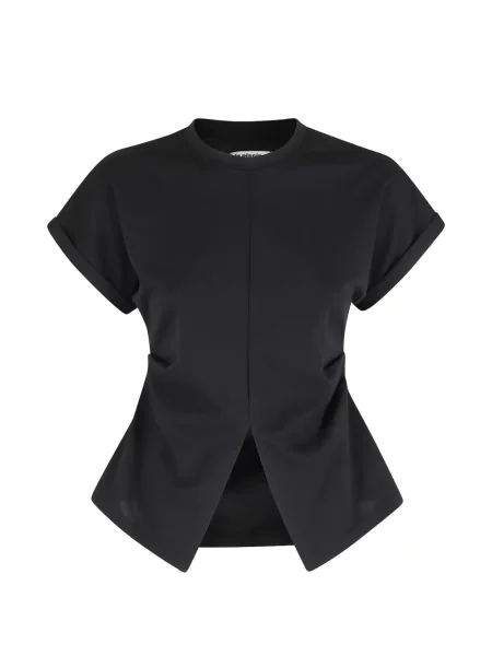 Krótka koszulka La Piscine z rozcieciem czarna