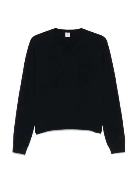 Sweter Toteme z dekoltem w serek klasyczny czarny