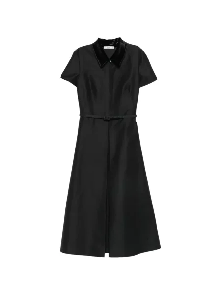 Gulerat cu centură rochie midi Fendi de catifea negru