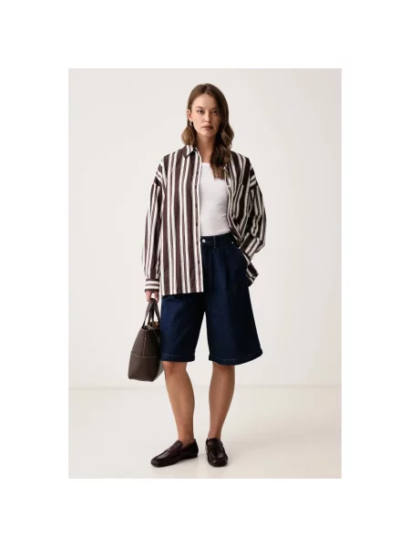 Szorty jeansowe wide leg z mieszanki bawełny i lyocellu Marc O'polo Denim niebieskie