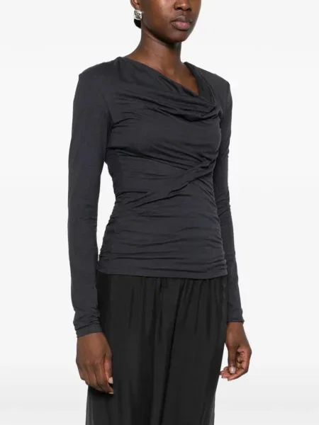 Top Paloma Wool de lână cu volane gri