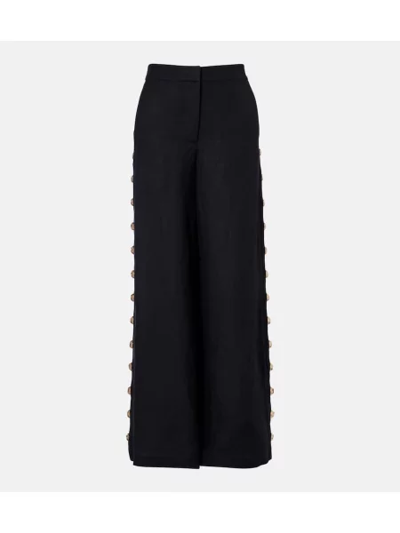 Lniane szerokie spodnie Simkhai czarne