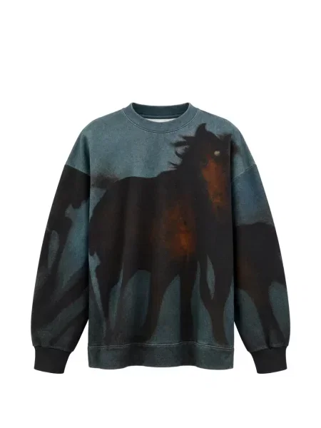 Hanorac crewneck Anntian cu imagine cu decolteu rotund albastru
