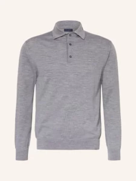 Paul & Shark Pletené Polo Tričko Regular Fit Z Merino Vlny šedá