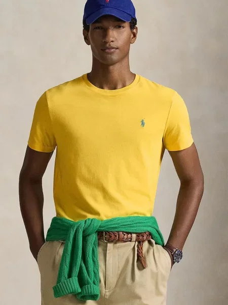 T-shirt o kroju regular fit z czystej bawełny Polo Ralph Lauren żółta