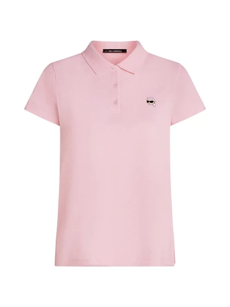 Karl Lagerfeld Tricou Ikon Piqué deschis roz