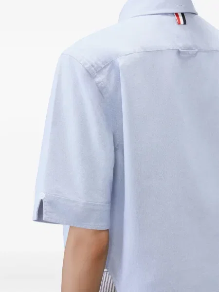 Cămașă Thom Browne din țesătură twill scurtă albastru