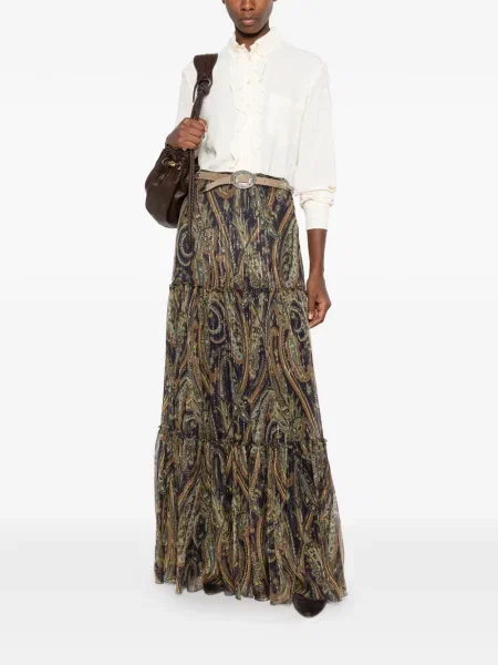 Fusta maxi Etro cu imagine cu model paisley albastru