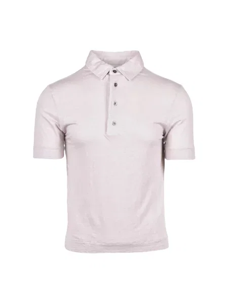 Lniana koszulka polo Alpha Studio różowa