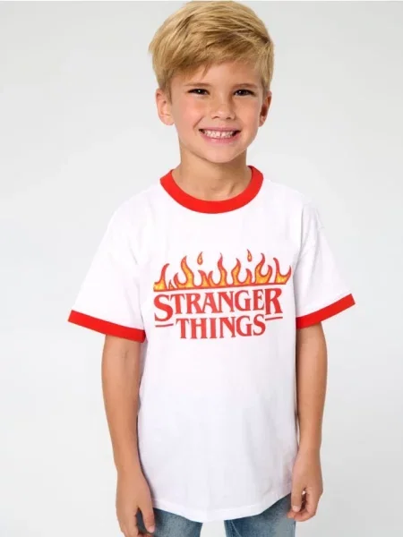 Sinsay Tričko s potiskem Stranger Things bílá