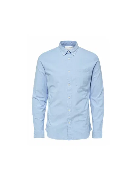 Koszula casualowa o kroju regular fit z mieszanki bawełny model ‘REGRICK’ Selected Homme niebieska