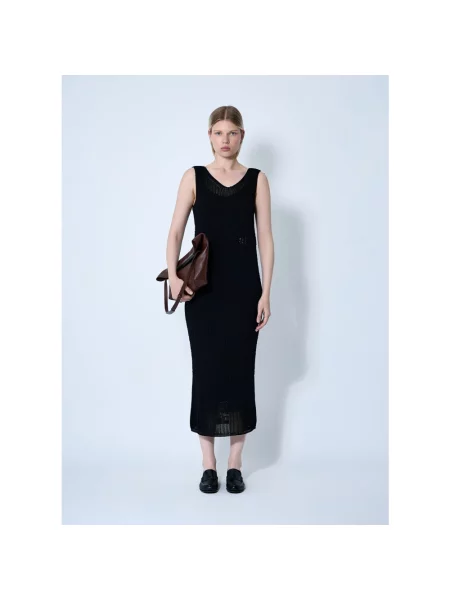Haftowana długa sukienka maxi Max Mara czarna
