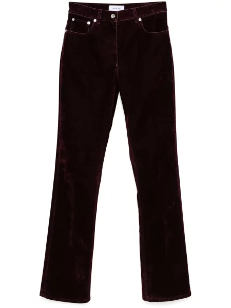 Pantaloni Ferragamo de catifea roșu