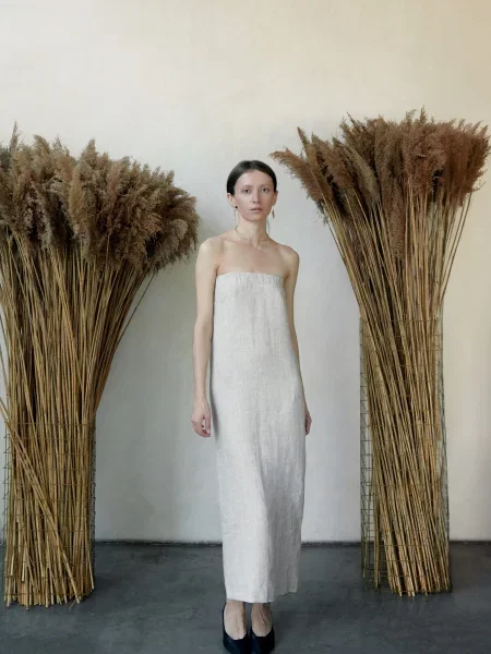 GNIZDO Сукня максі Льон бежевий