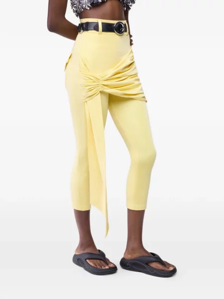 Pantaloni Rabanne drapate galben
