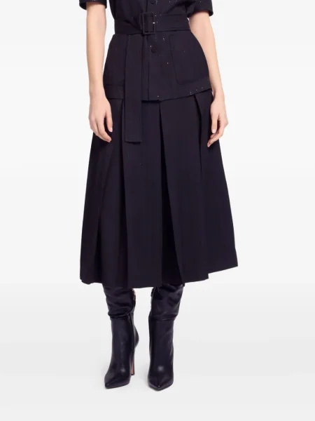 Fustă Elie Saab cu dungi din crep negru