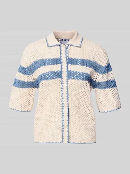 Kardigan z kołnierzykiem polo i rękawem o dł. Jake*s Casual beżowa