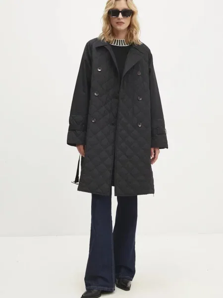 Answear Lab płaszcz przejściowy dwurzędowy czarny