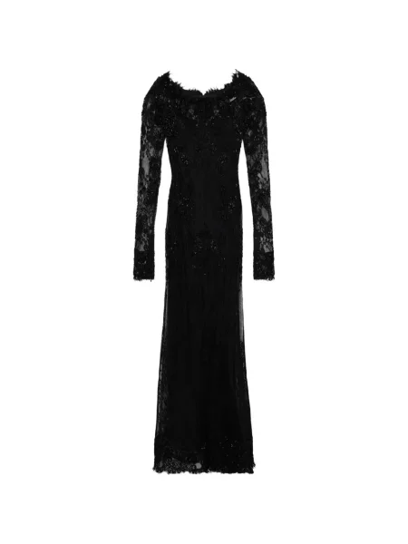 Rochie maxi Blumarine cu model floral din dantelă negru