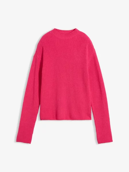 Sweter prążkowany z czystej bawełny organicznej różowy