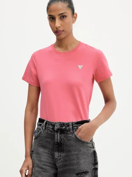 Тениска Guess Jeans дамска лилаво розово