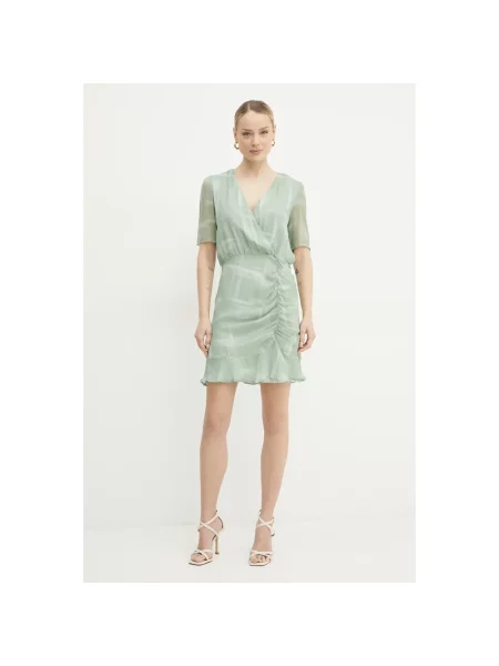 Sukienka mini Armani Exchange z dekoltem w serek zielona