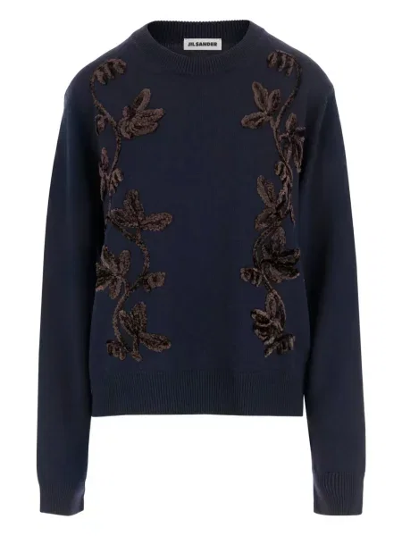 Pulover Jil Sander cu model floral albastru