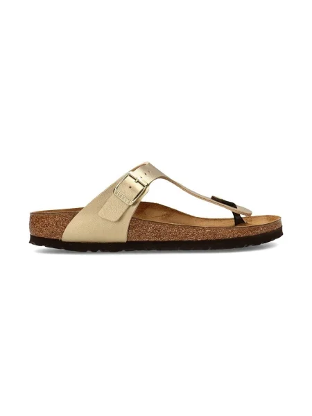 Șlapi Birkenstock din piele auriu