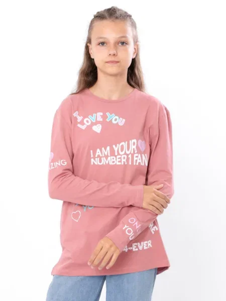 Дитячий Лонгслів Носи своє бавона/спандекс рожевий