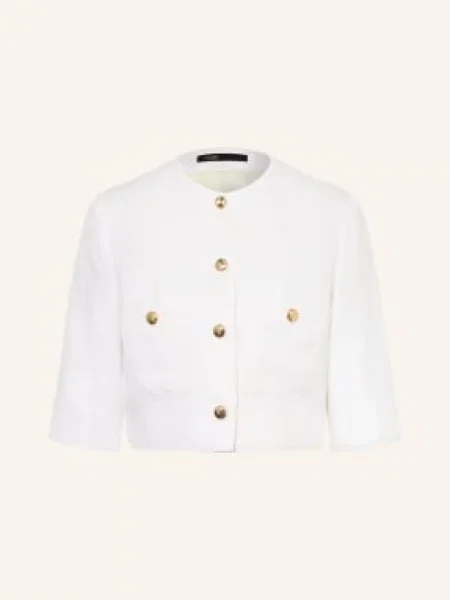 Maje Marynarka Z Lnem I Rękawami weiss biała