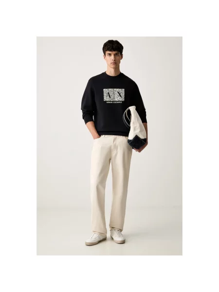 Armani Exchange bluza z kapturem z bawełną czarna
