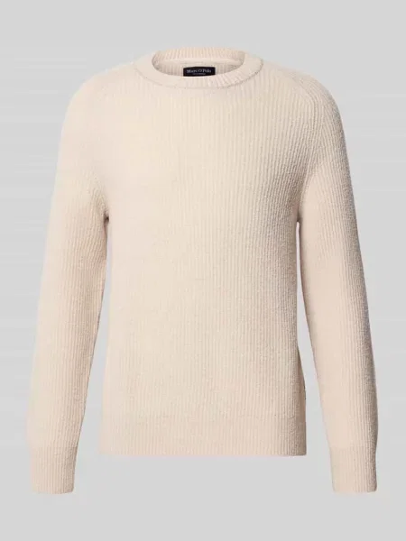 Sweter o kroju regular fit z mieszanki żywej wełny z domieszką bawełny Marc O'polo beżowy