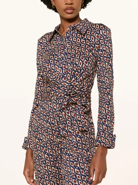 Diane Von Furstenberg Overal Michele Z Džersího Úpletu / tmavě červená / tmavě modrá béžová