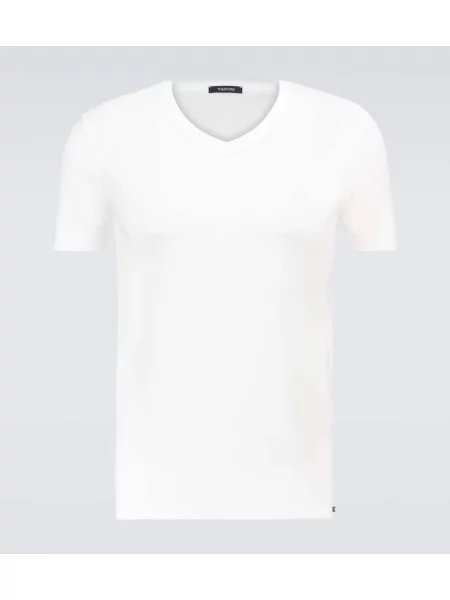 Tricou Tom Ford cu decolteu în V stretch alb