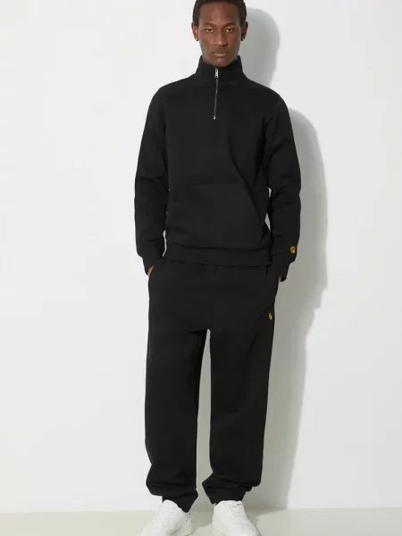 Кофта Carhartt WIP Chase Neck Zip однотонна чорний