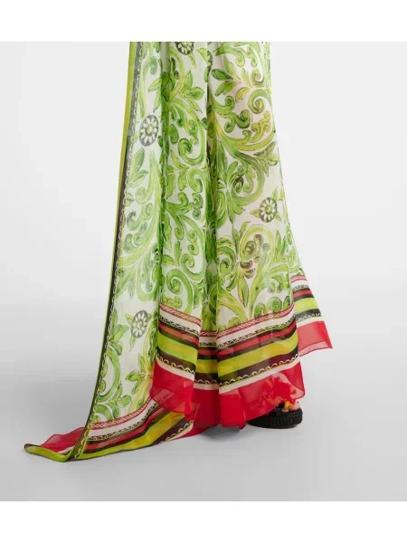 Rochie maxi Dolce&gabbana de mătase cu imagine de costum verde