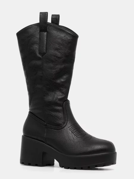 Koi Footwear cizme Wintu Long Chunky Western Boots cu drept negru